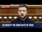 Watch live: Ukrainian President Zelenskyy addresses European Parliament marking 1000 days of war