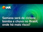 Ciclone bomba pode atingir o sul do Brasil e trazer fortes chuvas e frio, alertam meteorologistas