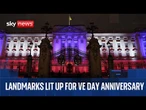 Landmarks across UK light up to mark 80th anniversary of VE Day