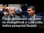 Flávio Bolsonaro cai nove pontos entre os evangélicos e Lula sobe sete, revela pesquisa Quaest