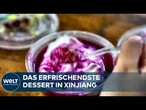 XINJIANG-SPEZIALITÄT: Joghurt-Zongzi am Grand Bazaar lockt täglich lange Schlangen an
