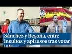Sánchez y Begoña Gómez abandonan el colegio electoral entre insultos y aplausos