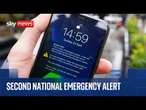 Mobile phones across the UK receive emergency alert | Sky News coverage