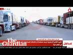 Aid lorries line up at the Rafah border in preparation to cross into Gaza