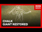 UK’s iconic Cerne Abbas Giant gets 'glow-up' after heavy rain | BBC News