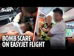 Moment passengers pin down man who yelled 'I've got a bomb' on UK flight