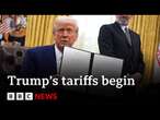 US President Donald Trump's tariffs on China, Canada and Mexico begin | BBC News