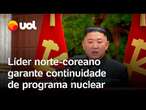 Kim Jong Un, líder da Coreia do Norte, diz que programa de armas nucleares continua indefinidamente