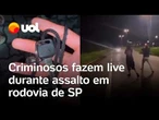 Criminosos armados fazem live durante roubo de moto em Bertioga, no litoral de São Paulo; vídeo