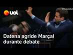 Datena agride Pablo Marçal e TV Cultura interrompe debate; vídeo mostra momento da agressão