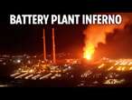 Fire & explosions tear through huge battery factory fire in California triggering mass evacuations