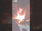 Bus engulfed by flames blocks main road in Wales