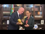 Mondiali 2026, Infantino porta la Coppa alla presidente messicana