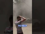 Israeli airstrike lands opposite a group of people in Gaza