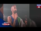 Mengoni con la bandiera palestinese: "Magari il messaggio arriva a quelle teste di..."