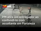 Policial atira em entregador após confundi-lo com assaltante em Fortaleza (CE)