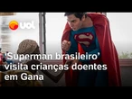 'Superman' brasileiro leva esperança e alegria a crianças hospitalizadas com câncer em Gana; veja