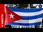 Activistas cubanos en el exilio ofrecen una rueda de prensa