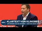 SPD-PARTEITAG NACH WAHL-DEBAKEL:16,4 Prozent – und jetzt? Klingbeil setzt auf Debatte statt Rückzug