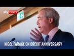 Brexit anniversary: Reform leader Nigel Farage holds a conferene