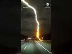 Lightning strike captured by dashboard camera in Atlanta