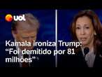 Debate nos EUA: Trump foi demitido por 81 milhões de pessoas, diz Kamala