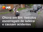 Chuva em BH: Veículos escorregam e rua vira palco de acidentes no bairro Havaí; veja vídeos