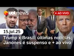 Trump diz que Bolsonaro não é seu amigo; Janones é suspenso por ataques a Nikolas; Brasil na OMC e +