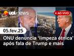 Trump ignora reações sobre Gaza; teto de igreja desaba em Salvador e + notícias ao vivo | UOL News