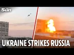 Moment Ukraine kamikaze drone strikes Russian military factory sparking huge fireball