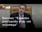 Barroso discursa em última sessão como presidente do STF: ‘Conseguimos finalmente a pacificação’