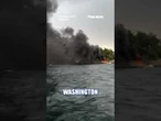 Seaplane bursts into flames during emergency landing #shorts