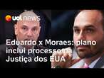 Plano de Eduardo Bolsonaro contra Moraes envolve processo no Departamento de Justiça dos EUA