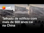 Telhado de edifício centenário desmorona durante visita de turistas; vídeo flagra o momento