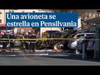 Así han quedado los restos de una avioneta tras estrellarse con cinco personas en Pensilvania (EEUU)