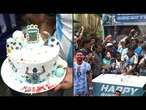 Torcedores indianos fazem festa para celebrar o 39º aniversário de Messi | AFP