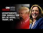 Levantamento CNN: Kamala tem 50% de apoio; Trump, 47% | CNN NOVO DIA