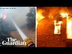Bodycam footage shows firefighters tackling Turkey wildfire