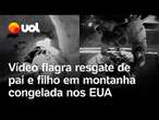 Pai e filho são resgatados da beira de um penhasco congelante em Utah, nos EUA; vídeo mostra ação