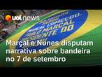 Marçal e Nunes disputam narrativa sobre bandeira no 7 de setembro: 'Bolsonaro parou'