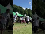 Best foot forward at slipper kicking contest in Japan