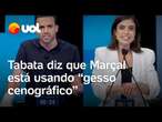 Debate na Globo: Tabata diz que Marçal está usando ‘gesso cenográfico’ há 3 semanas