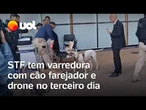 Julgamento de Bolsonaro: STF tem varredura com cão farejador e drone no terceiro dia; veja vídeos