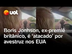 Boris Johnson, ex-primeiro-ministro britânico, é 'atacado' por avestruz no Texas, EUA; veja vídeo
