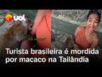 Brasileira é mordida por macaco na Tailândia e gasta mais de R$ 4 mil em tratamento de raiva; vídeo