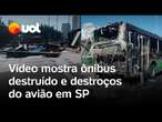 Avião cai na Barra Funda: veja os destroços do avião e como ficou o ônibus após o acidente em SP