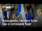Ladrão entra rastejando em ótica e furta óculos na frente do dono em Uberaba, Minas Gerais: vídeo