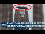 NORDIRLAND: Flüchtlinge in Flammen? Entsetzen! Schwarze Puppen auf dem Scheiterhaufen drapiert
