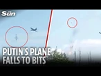 Moment Russian warplane breaks-up in mid-air as pilot frantically tries to eject
