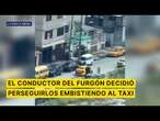 Un furgón blindado persigue a unos delincuentes en taxi después que intentaran asaltarlo